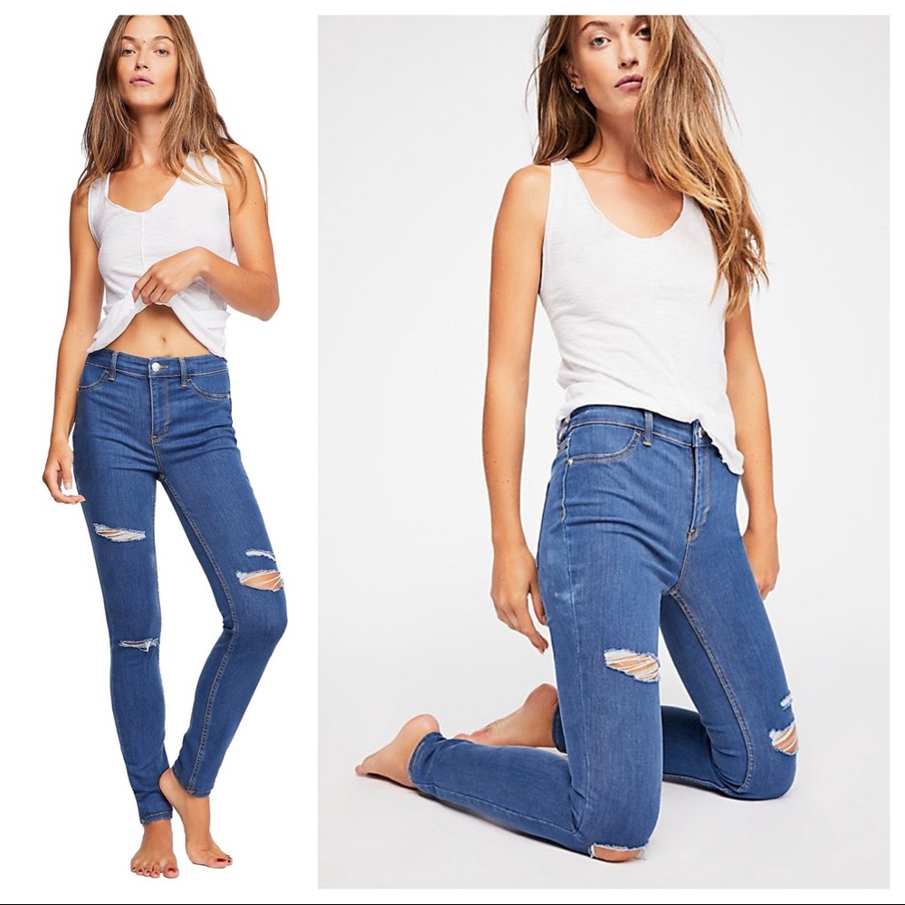 NEW Free People Long & Lean Destroyed Super Skinny